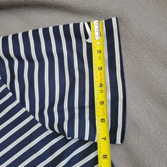 NIKE Shirt Polo Mens XL Blue DriFit Golf Striped Gray White Performance Business - Picture 4 of 14